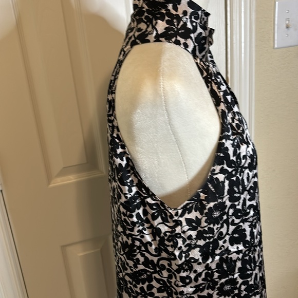 Diane von Furstenberg Black & Cream Halter Tie Top - Picture 3 of 10